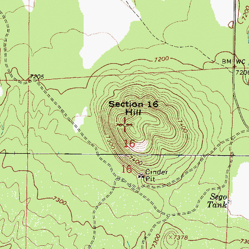 Topographic Map of Section Sixteen Hill, AZ