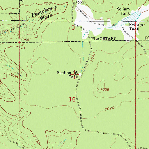 Topographic Map of Section Sixteen Tank, AZ