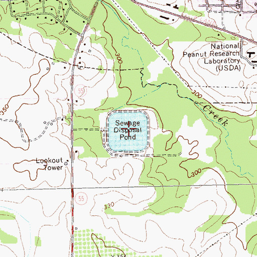 Topographic Map of Dawson Sewage Pond, GA