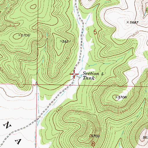 Topographic Map of Section Five Tank, AZ