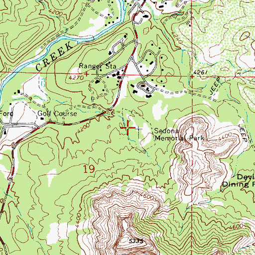 Topographic Map of Sedona Memorial Park, AZ