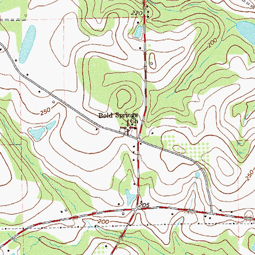 Topographic Map of Bold Springs Cemetery, GA
