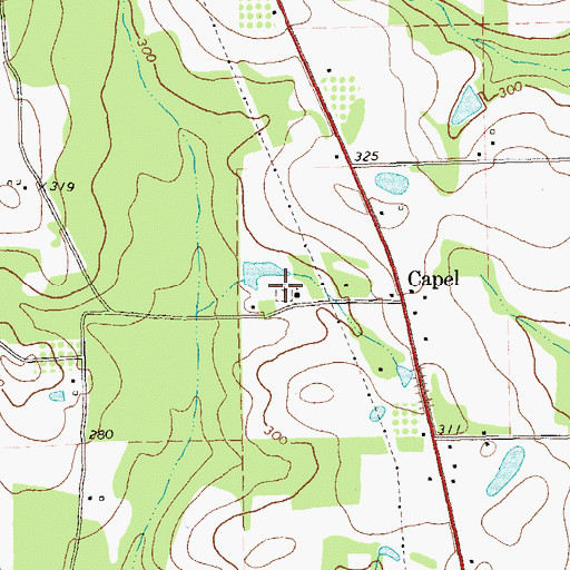 Topographic Map of Capel Cemetery, GA