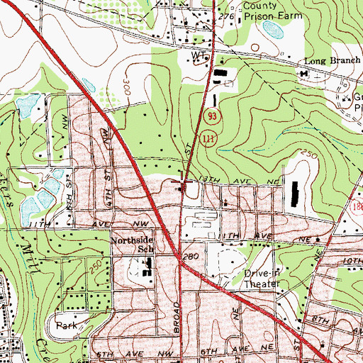 Topographic Map of Christ Gospel Church, GA