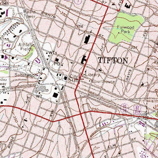 Topographic Map of Tifton Commercial Historic District, GA