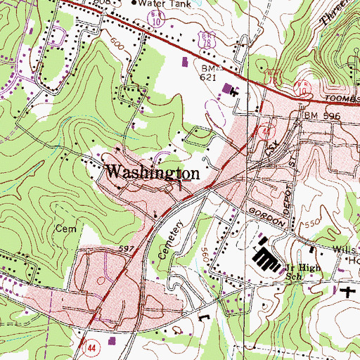 Topographic Map of Wilson Chapel Presbyterian Church, GA