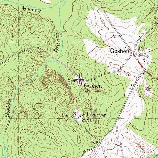 Topographic Map of Goshen Cemetery, GA