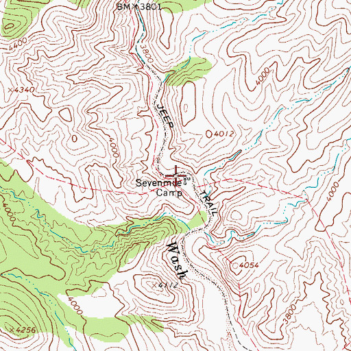 Topographic Map of Sevenmile Camp, AZ