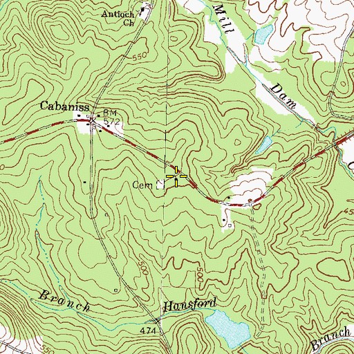 Topographic Map of Cabaniss Baptist Church, GA