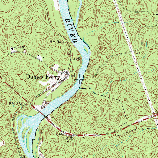 Topographic Map of Dames Ferry (historical), GA