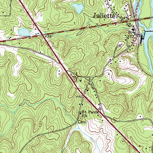 Topographic Map of Juliette Cemetery, GA