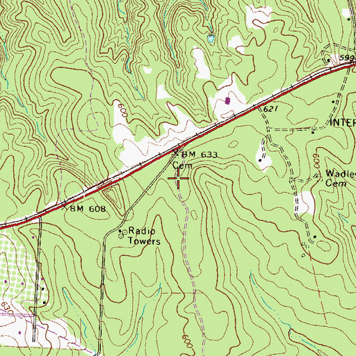 Topographic Map of Winn Cemetery, GA