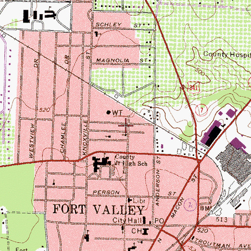 Topographic Map of Mount Olive Methodist Episcopal Church, GA