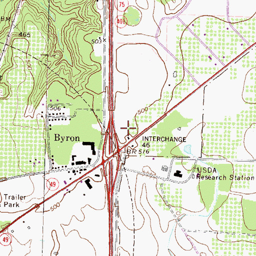 Topographic Map of Peach Festival Outlet Center, GA