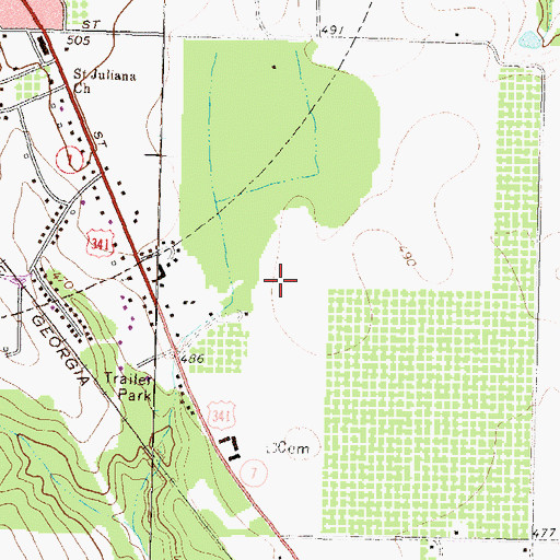 Topographic Map of South Peach Industrial Park, GA