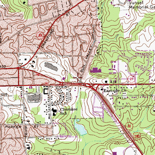 Topographic Map of Americas Village Shopping Center, GA