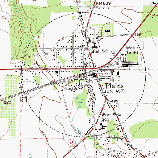 Topographic Map of Logan Park, GA