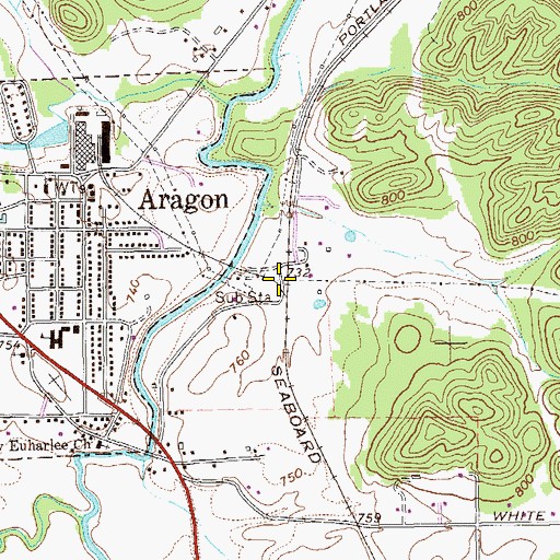 Topographic Map of Aragon Station, GA