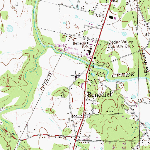 Topographic Map of Benedict Baptist Church, GA