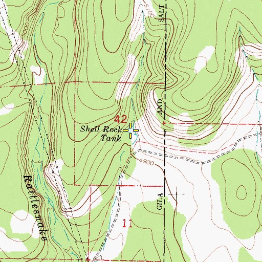 Topographic Map of Shell Rock Tank, AZ
