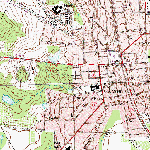Topographic Map of First Primitive Baptist Church, GA