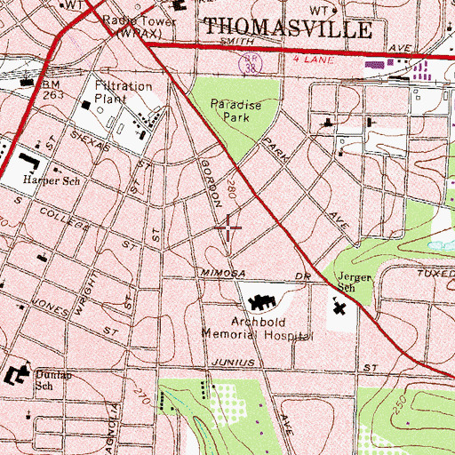 Topographic Map of Gordon Avenue Historic District, GA
