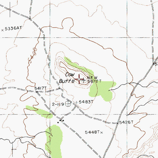 Topographic Map of Cow Butte, AZ