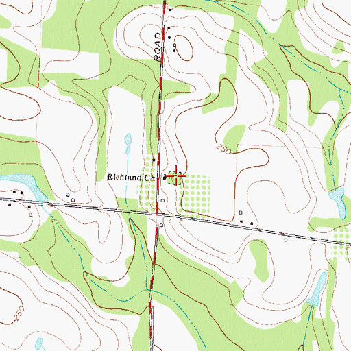 Topographic Map of Richland Cemetery, GA