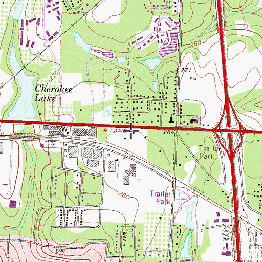 Topographic Map of Thomasville Rose Test Gardens, GA