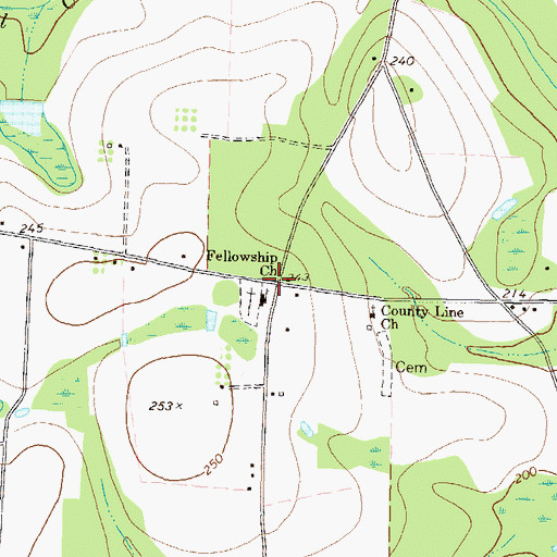 Topographic Map of Fellowship, GA