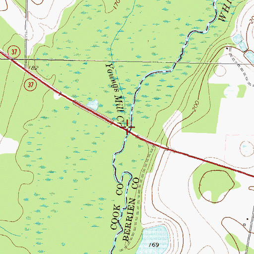 Topographic Map of Williams Bridge, GA