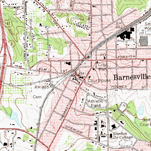 Topographic Map of Carnegie Library of Barnesville, GA