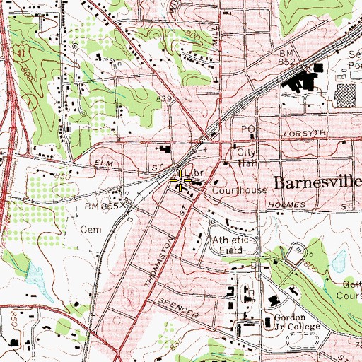Topographic Map of Carnegie Library of Barnesville, GA