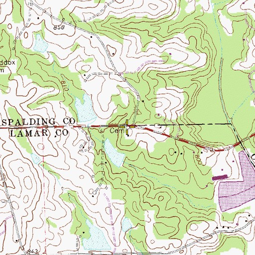 Topographic Map of Seagraves Cemetery, GA