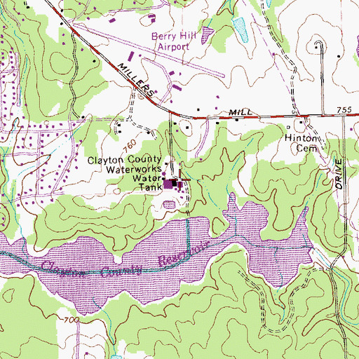 Topographic Map of Clayton County Waterworks, GA