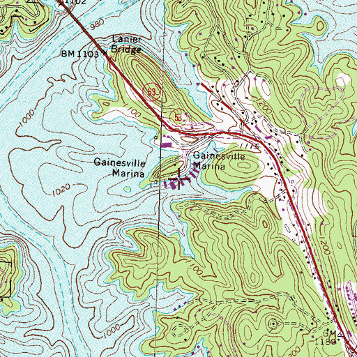 Topographic Map of Gainesville Marina, GA