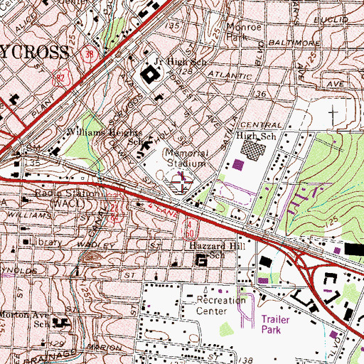 Topographic Map of Memorial Stadium, GA
