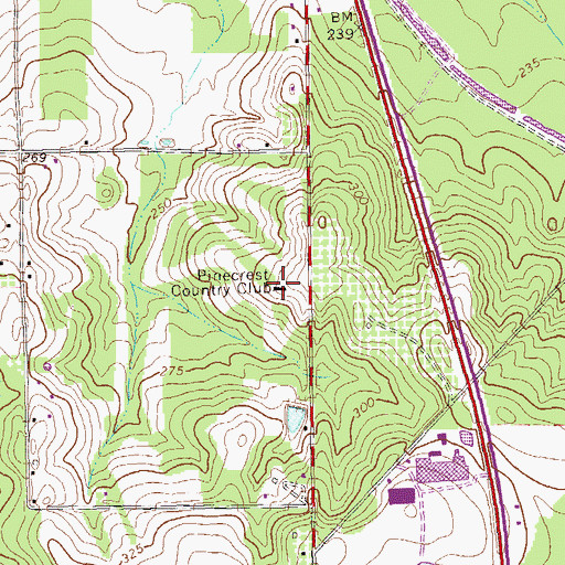 Topographic Map of Pinecrest Country Club, GA