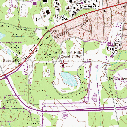 Topographic Map of Sunset Hills Country Club, GA