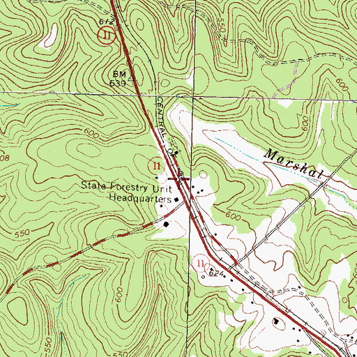 Topographic Map of Round Oak Lookout Tower, GA