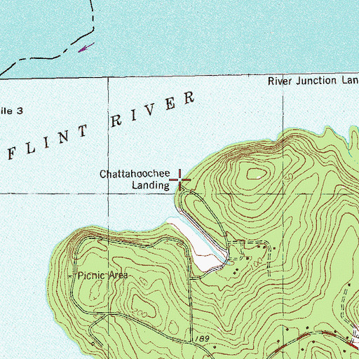 Topographic Map of Chattahoochee Landing, GA