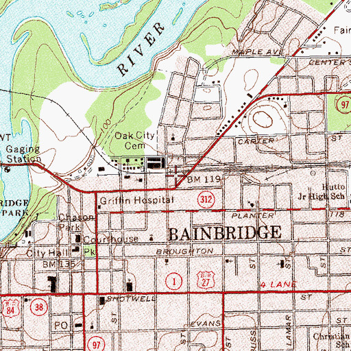 Topographic Map of Helen Street Park, GA