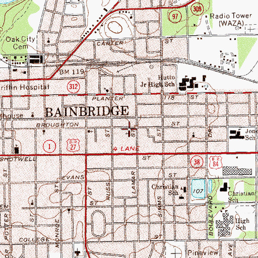 Topographic Map of Morningside Baptist Church, GA
