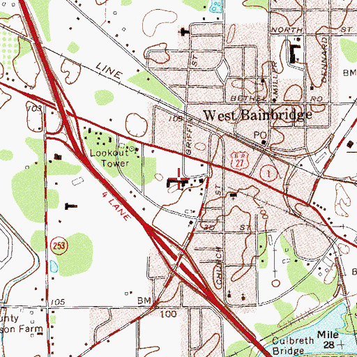 Topographic Map of West Bainbridge Middle School, GA