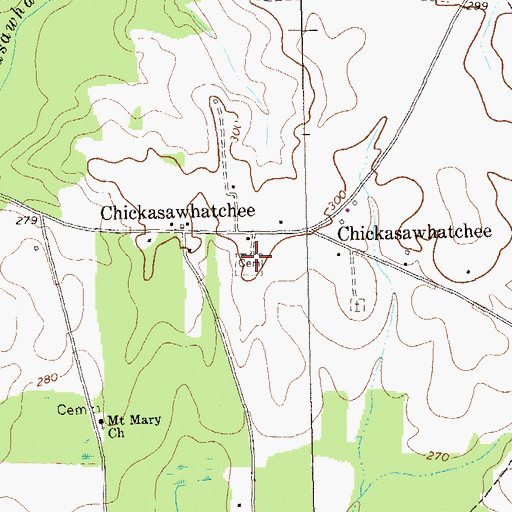 Topographic Map of Chickasawhatchee Methodist Cemetery, GA