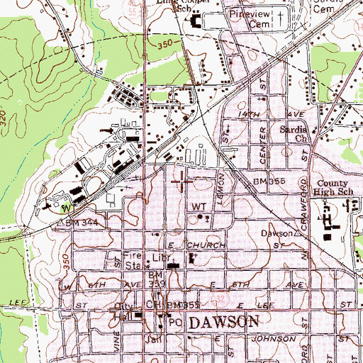 Topographic Map of Raines Memorial Baptist Church, GA
