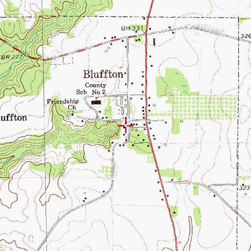 Topographic Map of Bluffton Baptist Church, GA