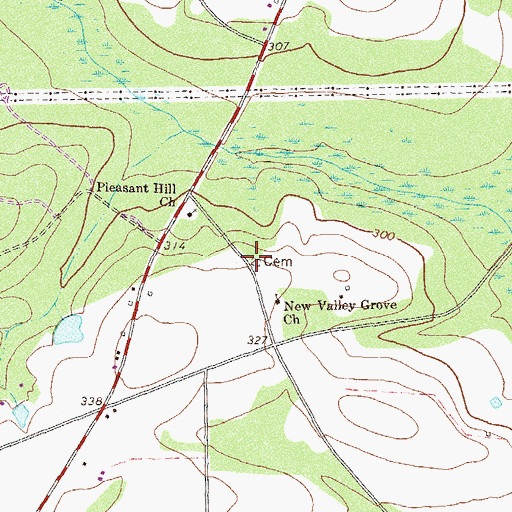 Topographic Map of New Valley Grove Cemetery, GA