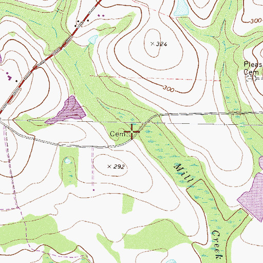 Topographic Map of Paulks Cemetery, GA