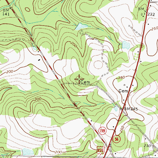 Topographic Map of Taylor Cemetery, GA